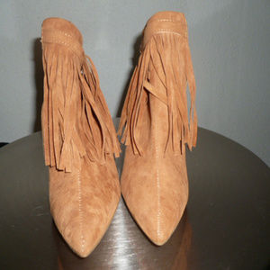 Ann marino Fringe CamelSlingback Bootie Heel